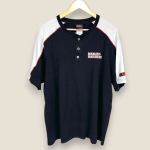 Harley Davidson Sarasota Florida Raglan Henley T Shirt Henley Men 3XL Black